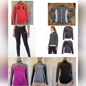 Women's Activewear Lot UA Avia Tek Gear Adidas Size Small Leggings Jackets Tops